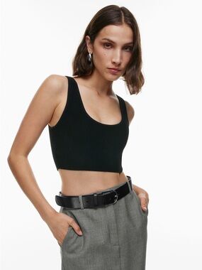 Aritzia Black Ribbed Crop Tank Top - Women